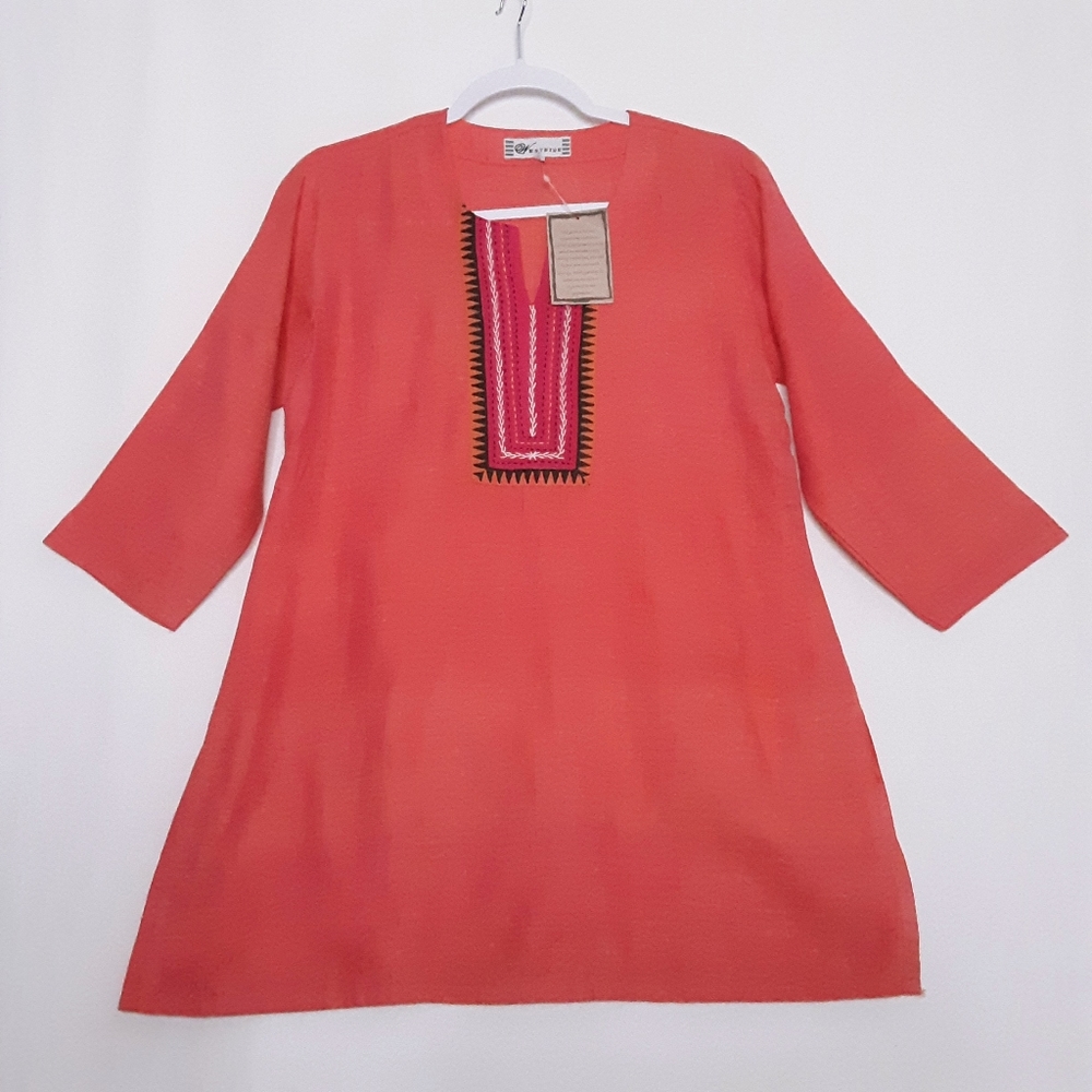 💎Westside Womens Tangerine Orange Tunic Blouse Size Medium